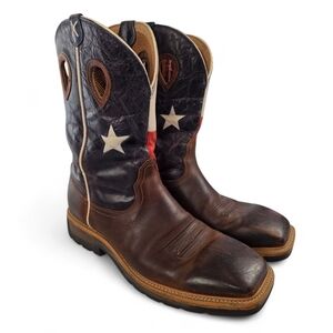 Twisted X Lite Cowboy Texas Flag Leather Steel Toe Western Work Boots Men 12EE